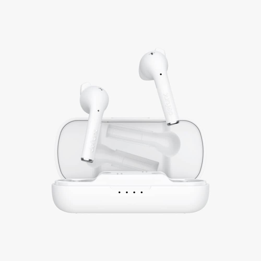 TRUE PLUS True Wireless earbuds, white, in case